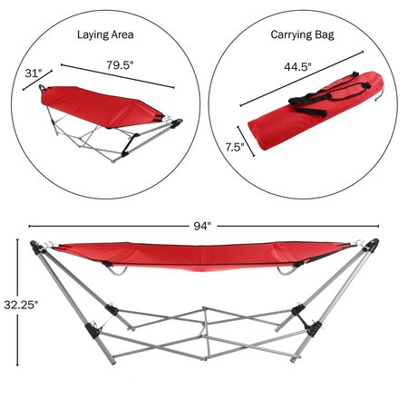 Hastings Home Portable Hammock with Stand, Red 474627TUD